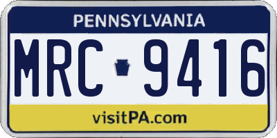 PA license plate MRC9416