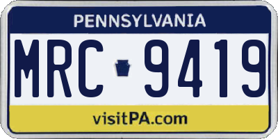 PA license plate MRC9419