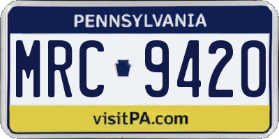 PA license plate MRC9420