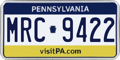PA license plate MRC9422