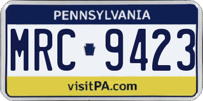 PA license plate MRC9423