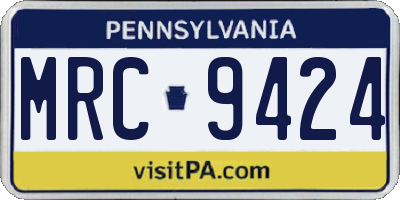 PA license plate MRC9424