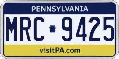 PA license plate MRC9425