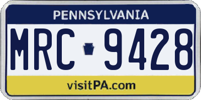 PA license plate MRC9428