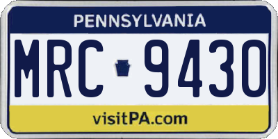PA license plate MRC9430