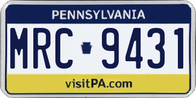 PA license plate MRC9431