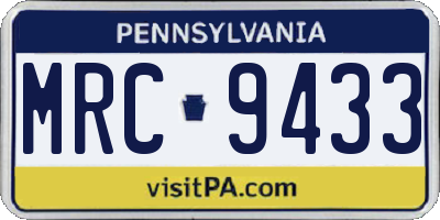 PA license plate MRC9433