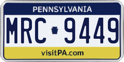 PA license plate MRC9449
