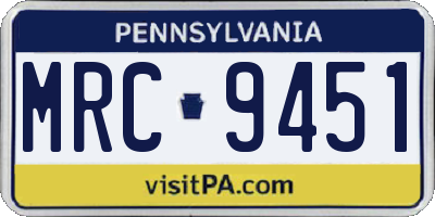 PA license plate MRC9451