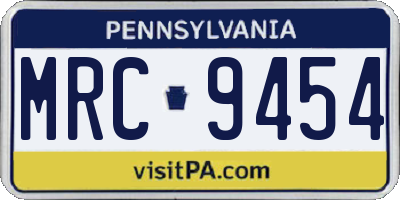 PA license plate MRC9454