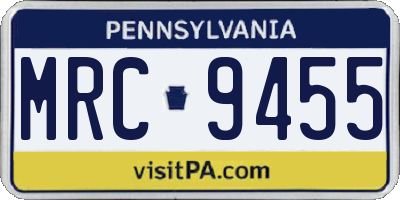 PA license plate MRC9455