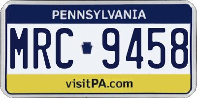 PA license plate MRC9458