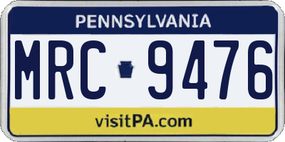 PA license plate MRC9476