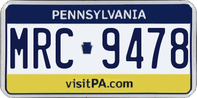 PA license plate MRC9478