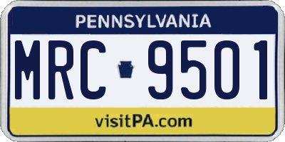 PA license plate MRC9501
