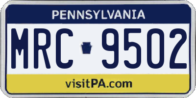 PA license plate MRC9502