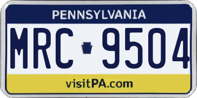 PA license plate MRC9504