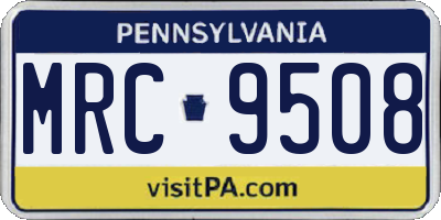 PA license plate MRC9508