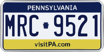 PA license plate MRC9521