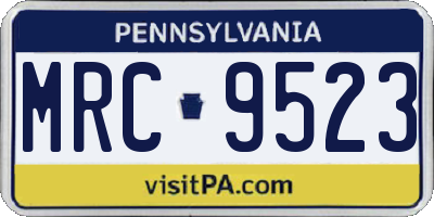 PA license plate MRC9523