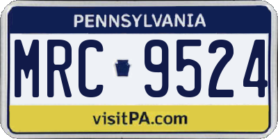 PA license plate MRC9524