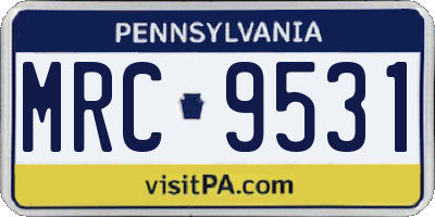 PA license plate MRC9531