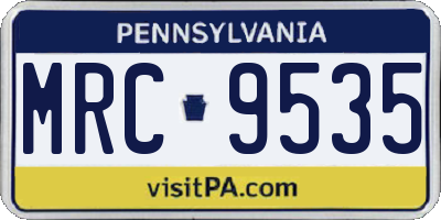 PA license plate MRC9535