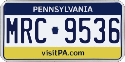 PA license plate MRC9536