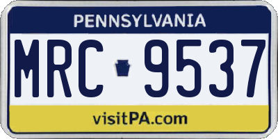 PA license plate MRC9537