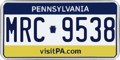 PA license plate MRC9538