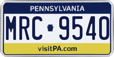 PA license plate MRC9540