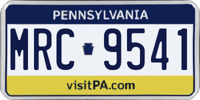 PA license plate MRC9541
