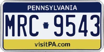 PA license plate MRC9543