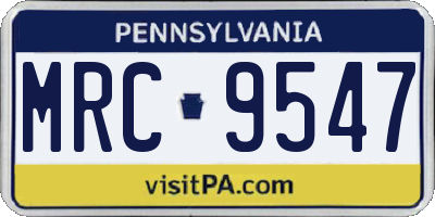 PA license plate MRC9547