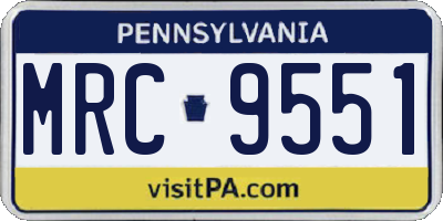 PA license plate MRC9551
