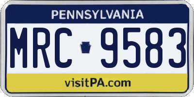 PA license plate MRC9583