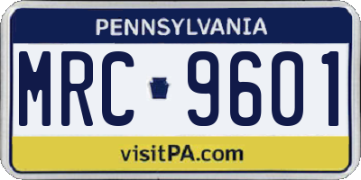 PA license plate MRC9601