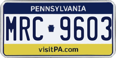 PA license plate MRC9603