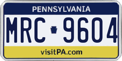 PA license plate MRC9604