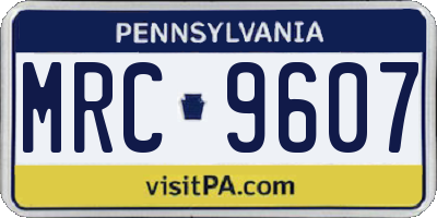 PA license plate MRC9607