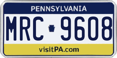 PA license plate MRC9608