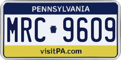 PA license plate MRC9609
