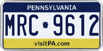 PA license plate MRC9612