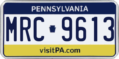 PA license plate MRC9613
