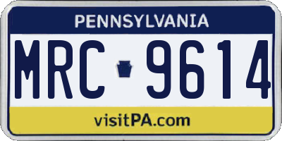 PA license plate MRC9614