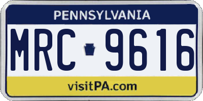 PA license plate MRC9616