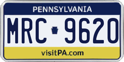 PA license plate MRC9620