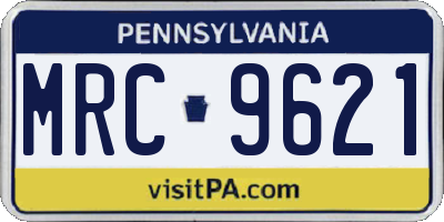 PA license plate MRC9621