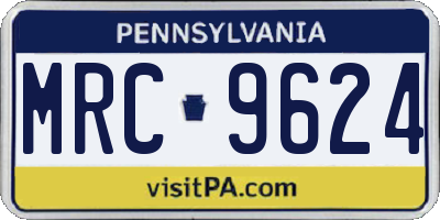 PA license plate MRC9624