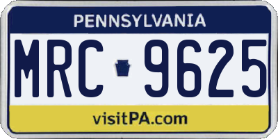 PA license plate MRC9625